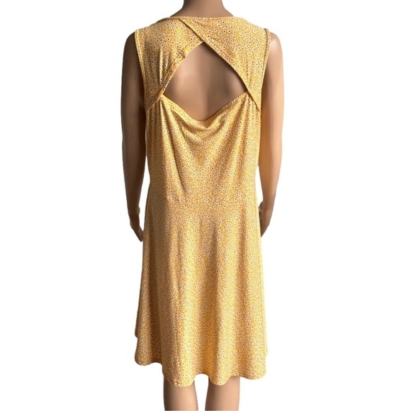 2 Dye 4 Yellow floral print summer dress with keyhole cut out back size L - Picture 5 of 14